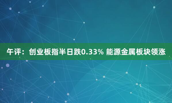 午评:创业板指半日跌0.33% 能源金属板块领涨