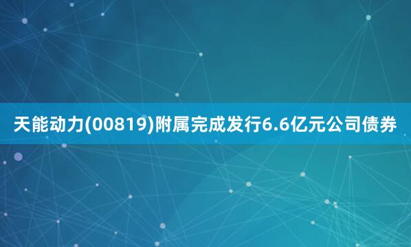 天能动力(00819)附属完成发行6.6亿元公司债券