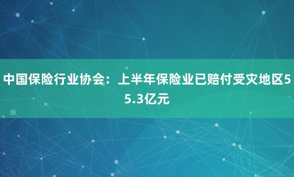中国保险行业协会：上半年保险业已赔付受灾地区55.3亿元