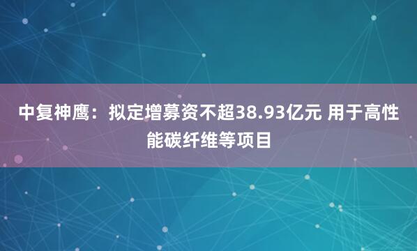 中复神鹰:拟定增募资不超38.93亿元 用于高性能碳纤维等项目