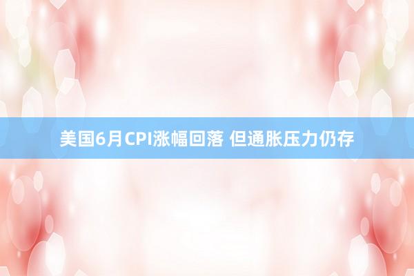 美国6月CPI涨幅回落 但通胀压力仍存
