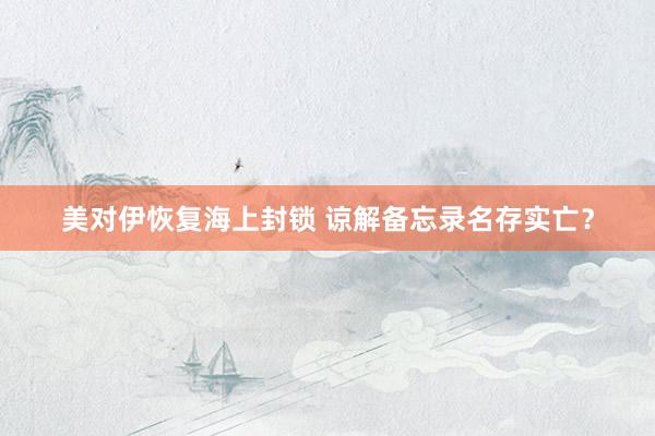 美对伊恢复海上封锁 谅解备忘录名存实亡？