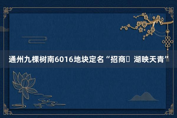 通州九棵树南6016地块定名“招商・湖映天青”