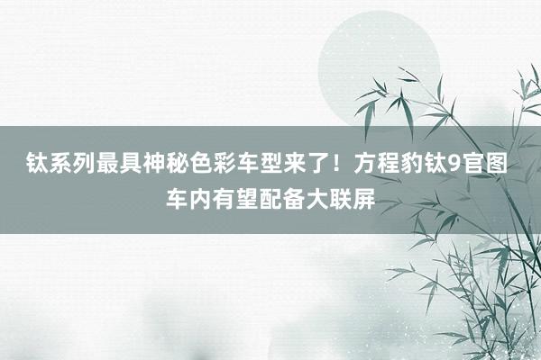 钛系列最具神秘色彩车型来了！方程豹钛9官图 车内有望配备大联屏