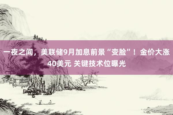一夜之间，美联储9月加息前景“变脸”！金价大涨40美元 关键技术位曝光