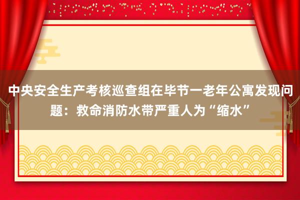 中央安全生产考核巡查组在毕节一老年公寓发现问题：救命消防水带严重人为“缩水”