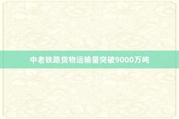 中老铁路货物运输量突破9000万吨