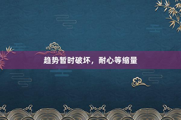 趋势暂时破坏，耐心等缩量