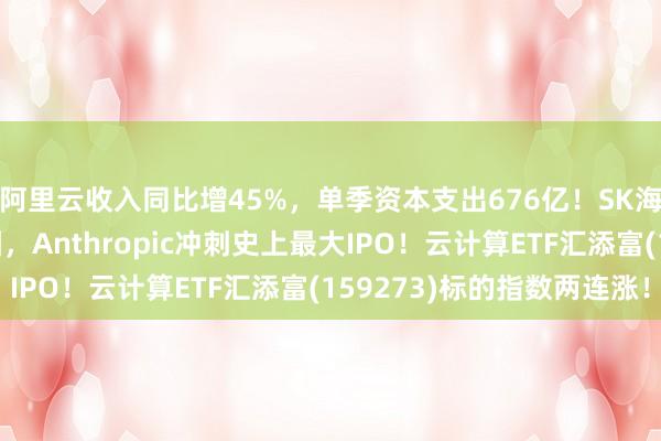 阿里云收入同比增45%，单季资本支出676亿！SK海力士发布CPO路线图，Anthropic冲刺史上最大IPO！云计算ETF汇添富(159273)标的指数两连涨！