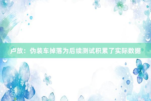卢放：伪装车掉落为后续测试积累了实际数据