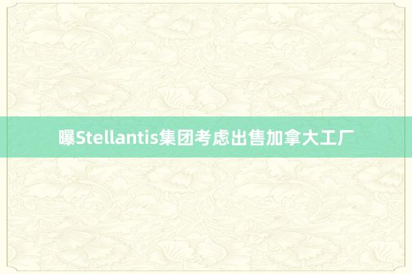 曝Stellantis集团考虑出售加拿大工厂