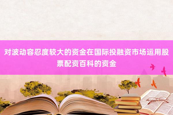 对波动容忍度较大的资金在国际投融资市场运用股票配资百科的资金