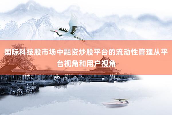 国际科技股市场中融资炒股平台的流动性管理从平台视角和用户视角