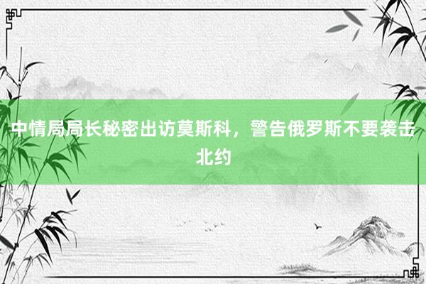 中情局局长秘密出访莫斯科，警告俄罗斯不要袭击北约