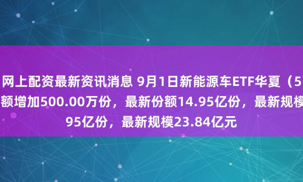 网上配资最新资讯消息 9月1日新能源车ETF华夏（515030）份额增加500.00万份，最新份额14.95亿份，最新规模23.84亿元