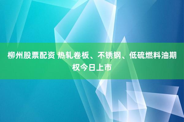 柳州股票配资 热轧卷板、不锈钢、低硫燃料油期权今日上市