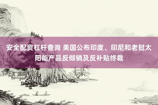安全配资杠杆查询 美国公布印度、印尼和老挝太阳能产品反倾销及反补贴终裁