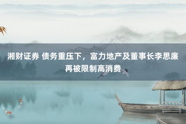 湘财证券 债务重压下，富力地产及董事长李思廉再被限制高消费