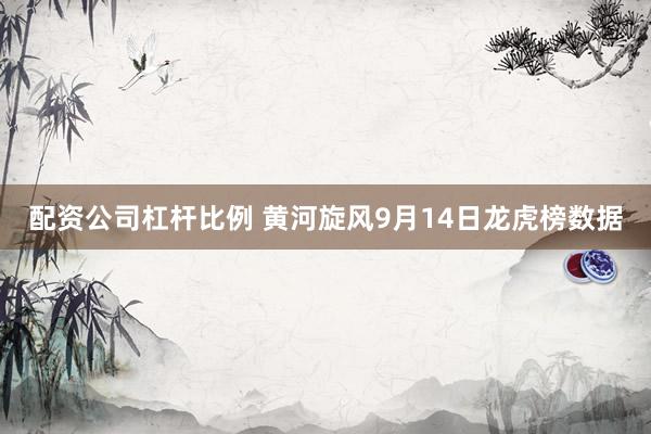 配资公司杠杆比例 黄河旋风9月14日龙虎榜数据
