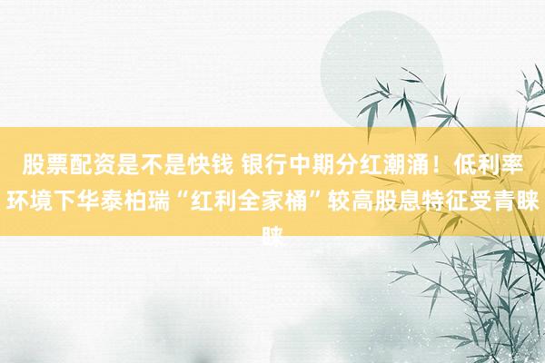 股票配资是不是快钱 银行中期分红潮涌！低利率环境下华泰柏瑞“红利全家桶”较高股息特征受青睐
