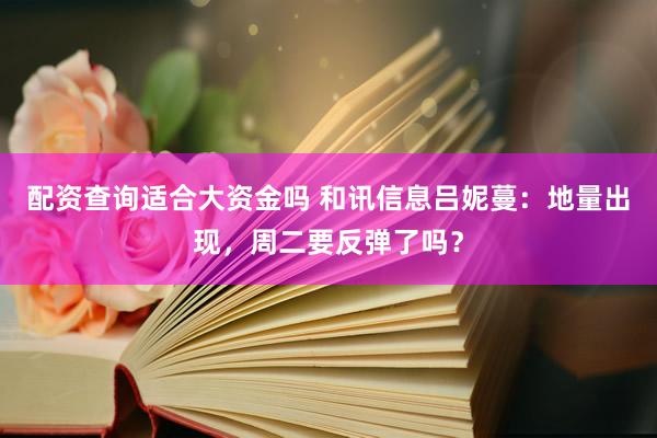 配资查询适合大资金吗 和讯信息吕妮蔓：地量出现，周二要反弹了吗？