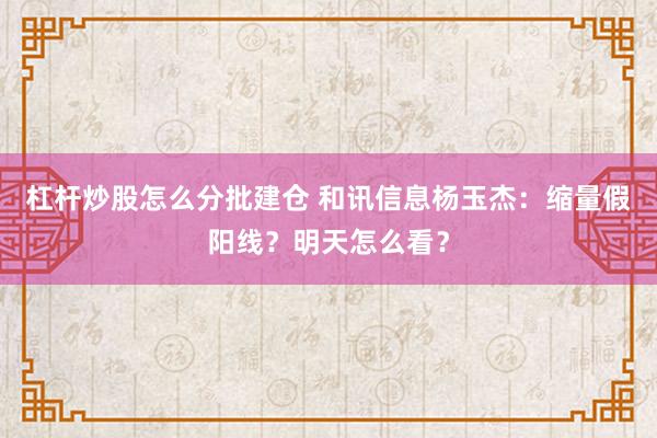 杠杆炒股怎么分批建仓 和讯信息杨玉杰：缩量假阳线？明天怎么看？