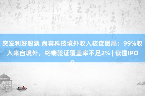 突发利好股票 尚睿科技境外收入核查困局：99%收入来自境外，终端验证覆盖率不足2% | 读懂IPO