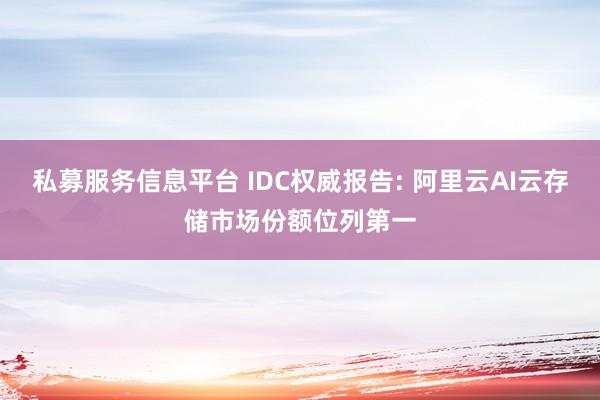 私募服务信息平台 IDC权威报告: 阿里云AI云存储市场份额位列第一
