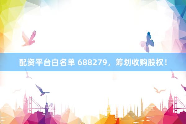 配资平台白名单 688279，筹划收购股权！