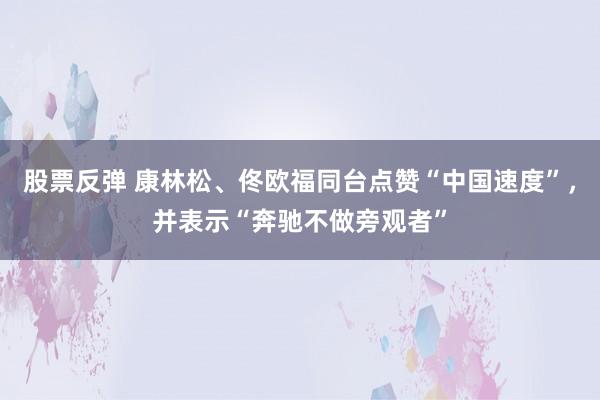 股票反弹 康林松、佟欧福同台点赞“中国速度”，并表示“奔驰不做旁观者”